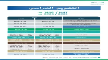 تقويم 1447 الجديد.. وزارة التعليم تحدد مواعيد الإجازات الدراسية وعدد أيام العطلة